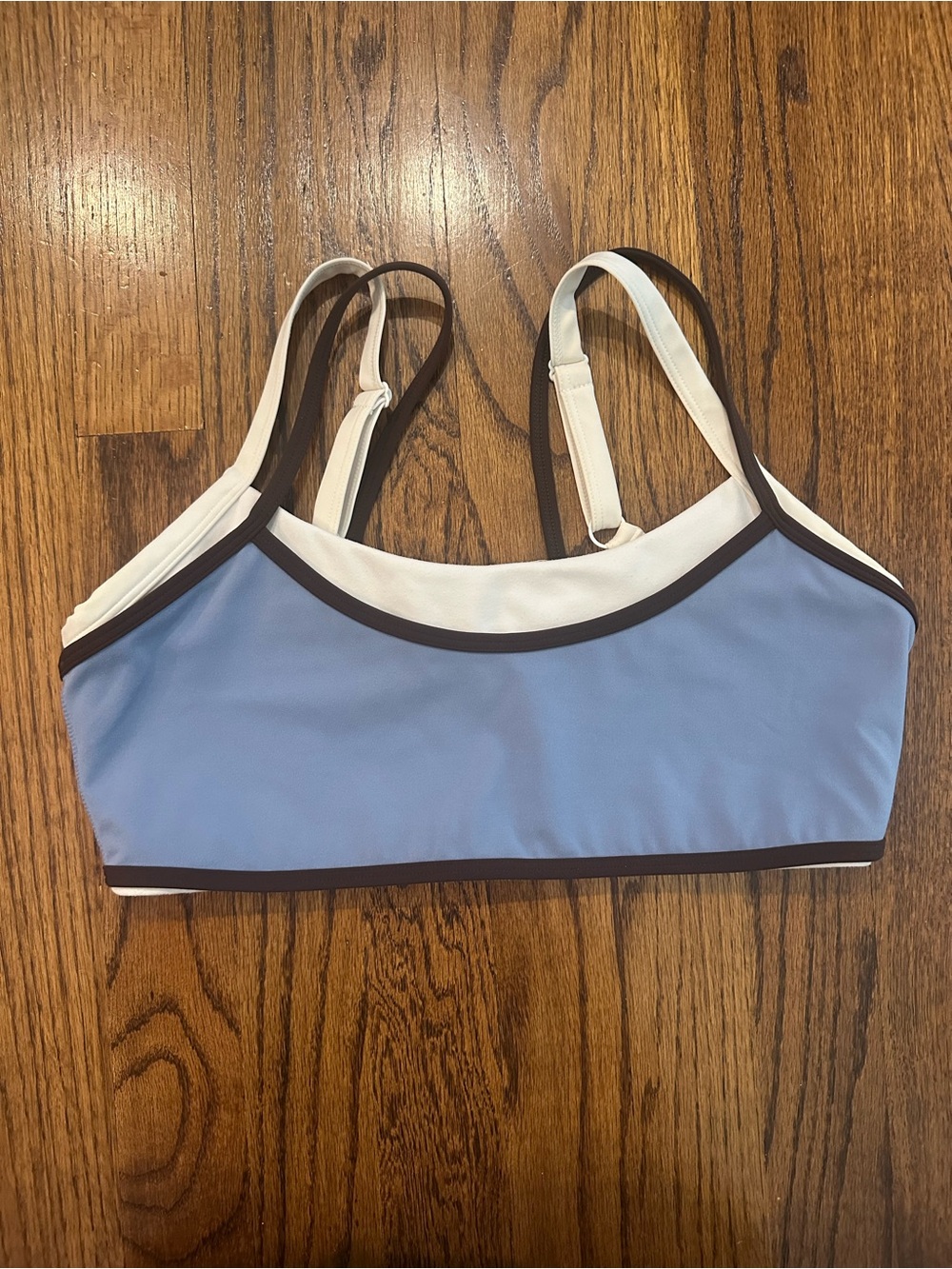 FORM Double Layer Sports Bra Light Blue/White/Brown - Size  Medium